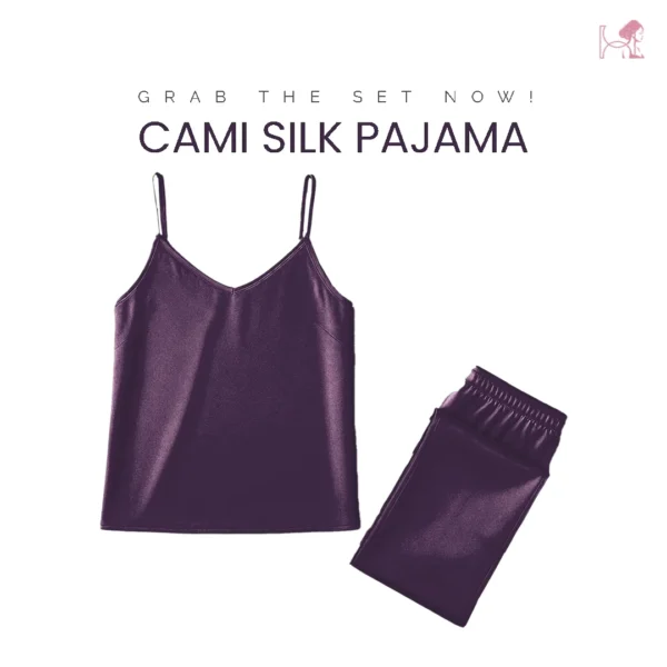 Purple Silk Camisole Pajama Set for Women