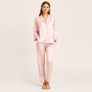 silk pajama in baby pink