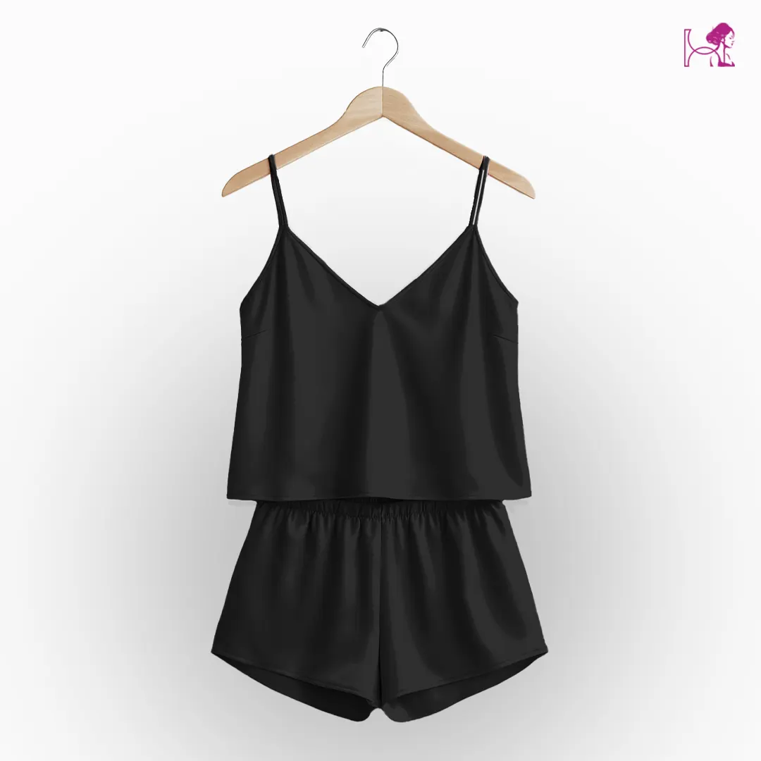 Black Silk Cami and Short Set