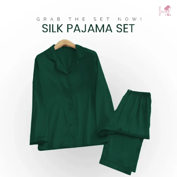 Dark Green Silk Pajama Set