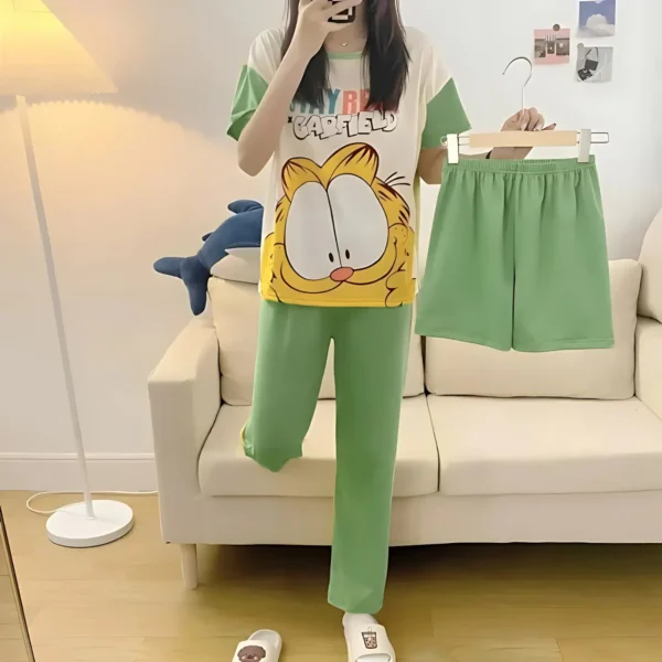 Garfield Cat Printed Shirt with Green Trouser and Short