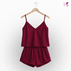 Maroon Silk Cami and Short Set