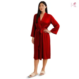 Model 1 in Red Silk Robe