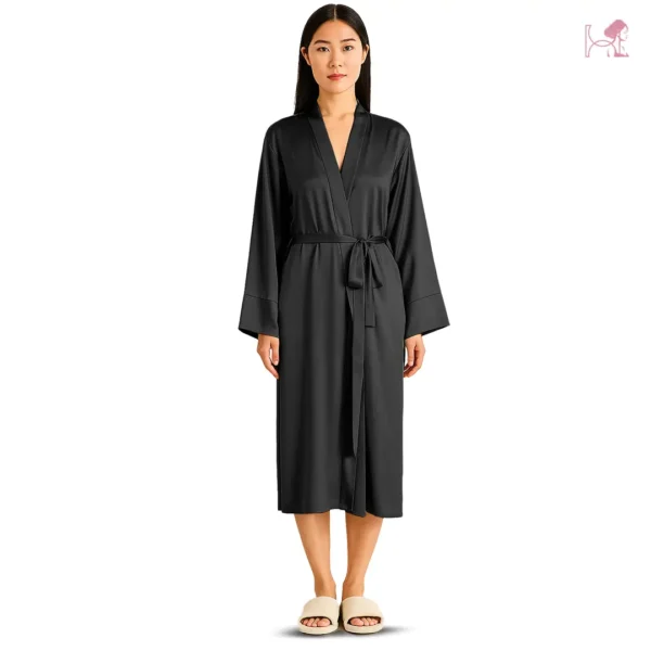 Model 2 in Black Silk Robe