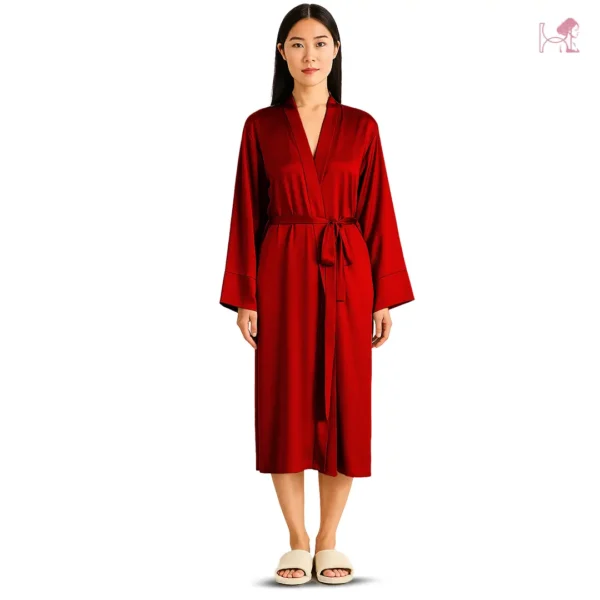 Model 2 in Red Silk Robe