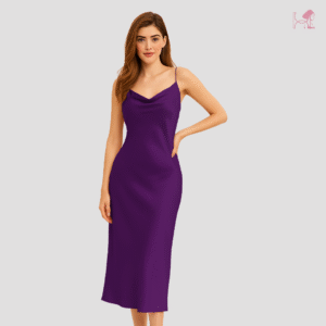 Brinjal Long Cami silk night dress