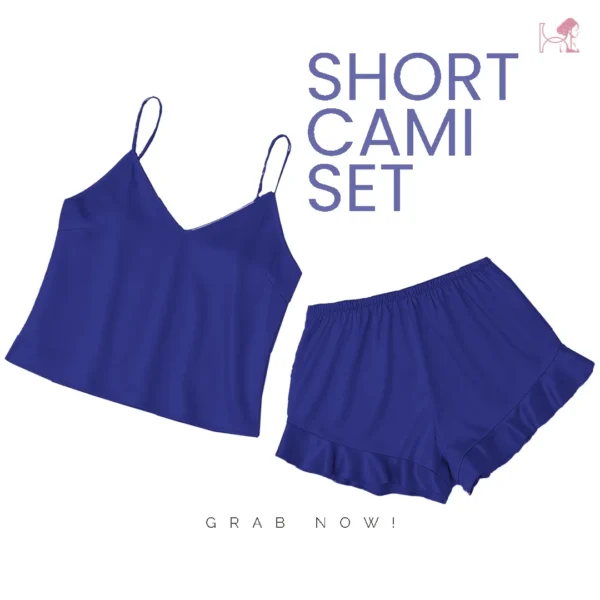silk short cami in navy blue color