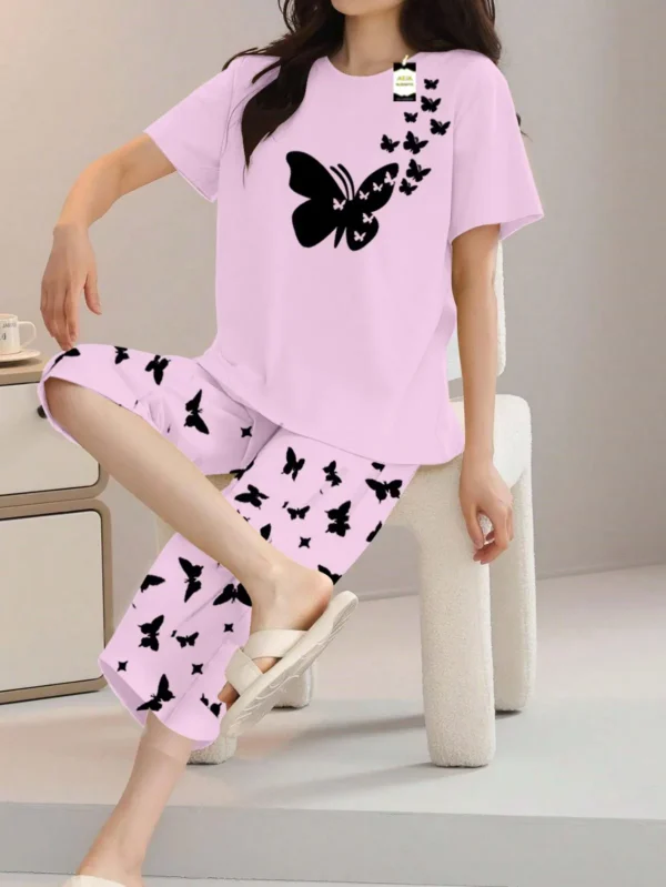 Purple Butterfly Print t shirt and butterfly print trouser