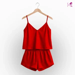 Red Silk Cami and Short Set
