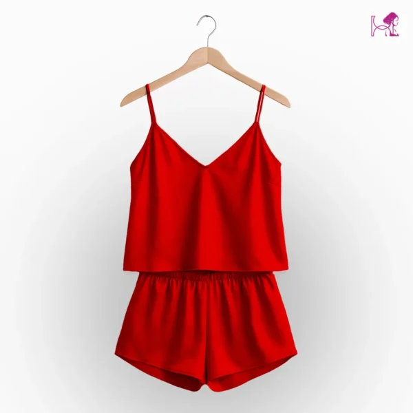 Red Silk Cami and Short Set