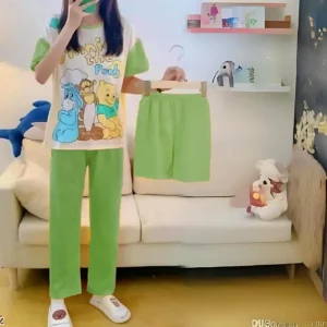 Winnie the Pooh Gang Printed Shirt with Green Trouser and Short