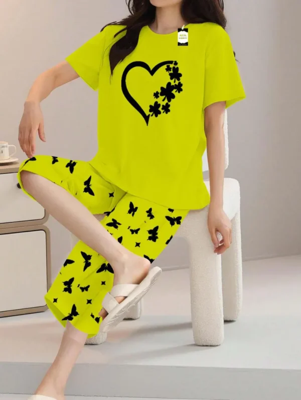 Lemon t shirt and trouser with Heart and butterfly pattern