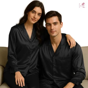 Black Silk Couple pajama set