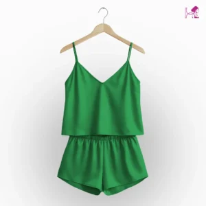 Bottle Green Silk Cami and Short Set