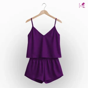 Brinjal Silk Cami and Short Set