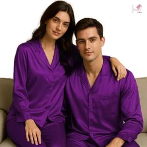 Brinjal Silk Couple pajama set
