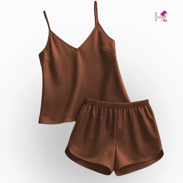 Chocolate Brown Silk Cami and Short Dress Image 2