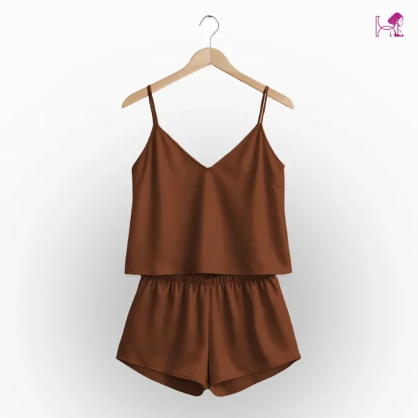 Chocolate Brown Silk Cami and Short Set