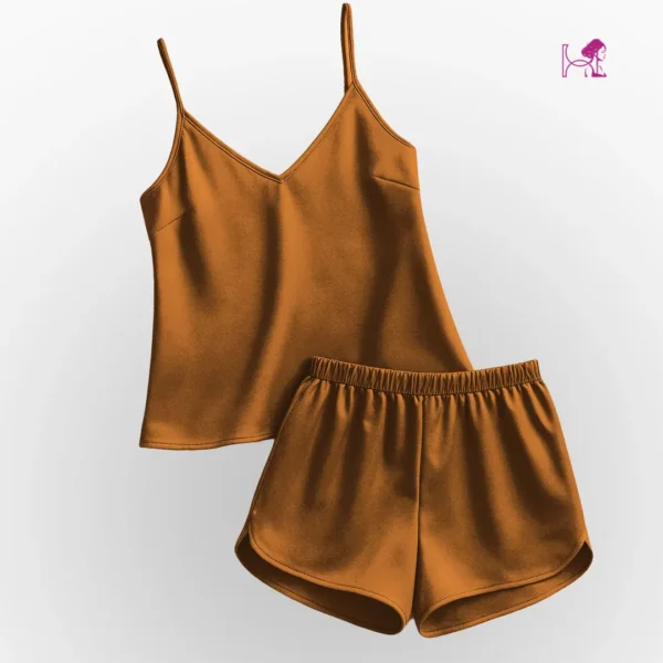 Dark Gold Silk Cami and Short Dress Image 2