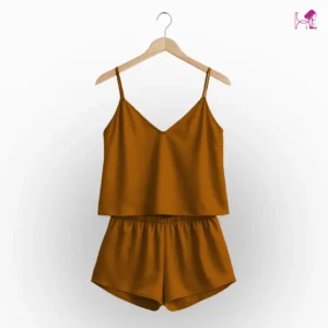Dark Gold Silk Cami and Short Set