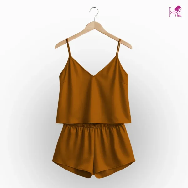 Dark Gold Silk Cami and Short Set
