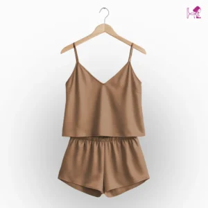 Gold Brown Silk Cami and Short Set