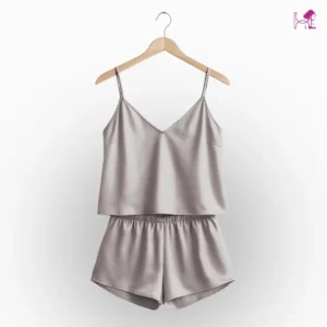 Grey Silk Cami and Short Set for Women