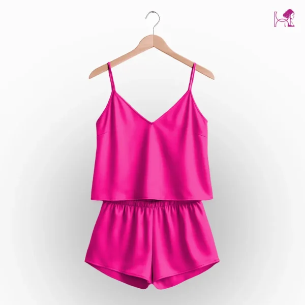 hot-pink-silk-cami-and-short-set-for-women-in-pakistan
