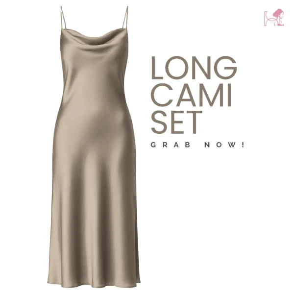 Light Gold Long Cami Set - Beige Long Cami Dress