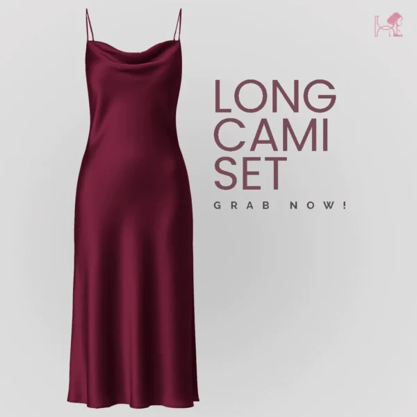 Maroon Long Cami Dress Set