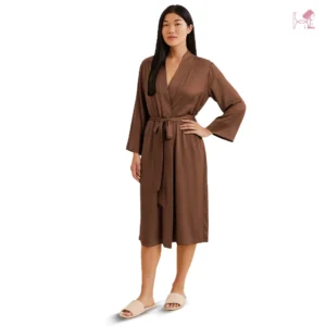Model 1 in Chocolate Brown Silk Robe for Women in Pakistan