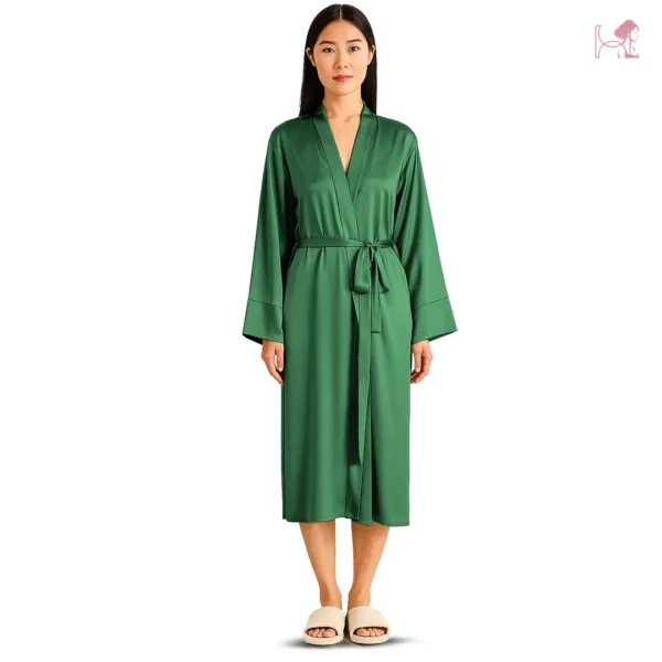 Bottle Green Silk Robe for Women in Pakistan
