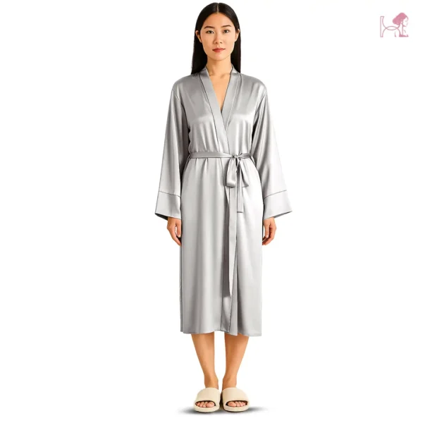 Grey Silk Robe for Women Online - Image 2