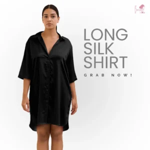 black silk long shirt for women