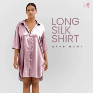 Blush Pink Silk Long Shirt for women