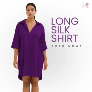 Brinjal Long Silk Shirt for women