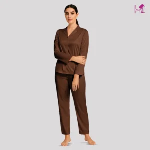 Choclate Brown Silk PJ set for Women