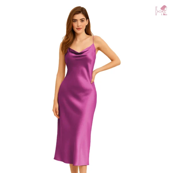 Model in Fuchsia Long Cami Set