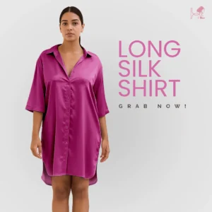 fuchsia Silk Long Shirt for women