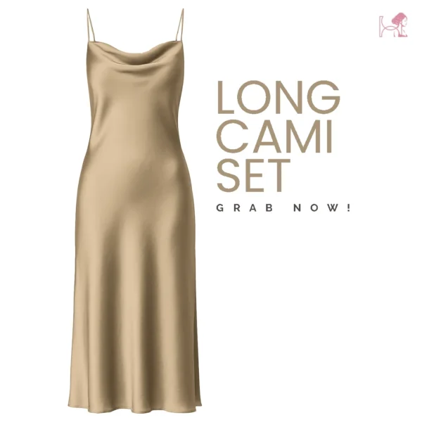 Gold Long Cami Dress Set-1