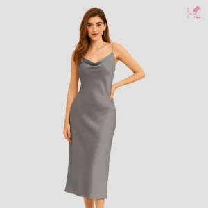 Model in Grey Long Cami Set