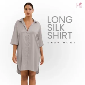 Grey Long Silk Shirt for women