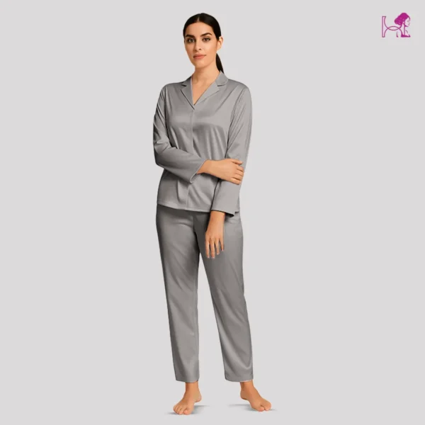 Grey Silk PJ set for Women