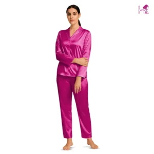 Hot Pink Silk PJ set for Women