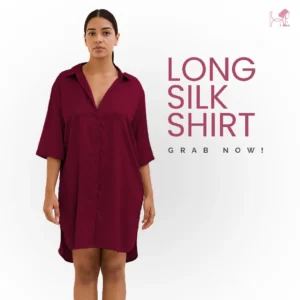 Maroon Long Silk Shirt for women