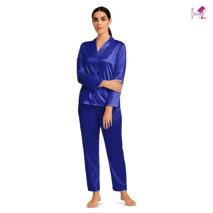 Navy Blue Silk PJ set for Women