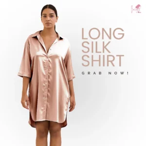 Rose Gold Long Silk Shirt for women