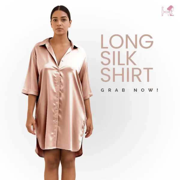 Rose Gold Long Silk Shirt for women
