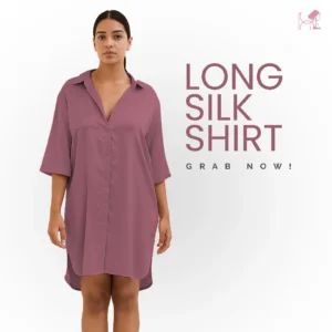 Tea Pink Long Silk Shirt for women