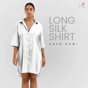 white silk long shirt for women